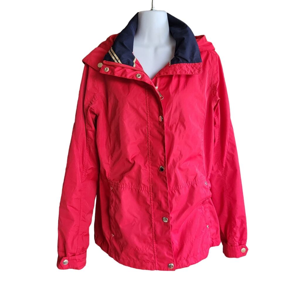 EUC Luhta Red Women's Size 38 (M) Lightweight Button-Down Jacket w/Hood